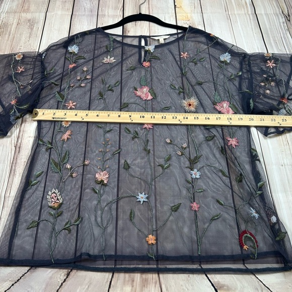 Lucky Brand Embroidered Fairycore Sheer Top - Dark Gray. Whimsigoth. Twee. - Picture 3 of 4